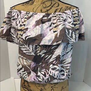 UNSUBSCRIBED SILK FLORAL OFF THE SHOULDER BLOUSE SMALL